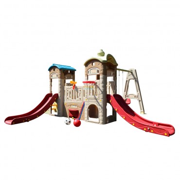 Labeille ZK 007021 10in1 Castle Shop Playground Playhouse Slide Swing Tunnel Golf Football Basketball