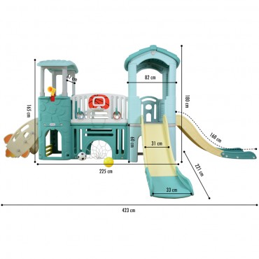 Labeille ZK 2022038 6in1 Junior Rocket Playhouse Slide Tunnel Football Basketball