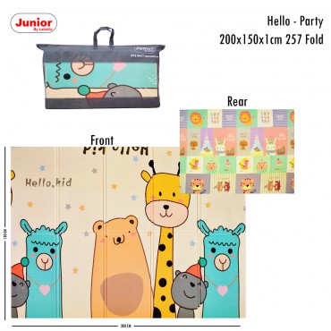 Junior 200x150x1cm 257 Fold Playmat Hello & Party Premium Tebal Waterproof