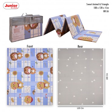Junior 180x120x1cm 001JA Fold Playmat Sweet Animal & Triangle Tebal Waterproof