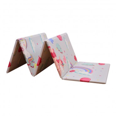 Junior 180x120x1cm 001JB Fold Playmat Unicorn & Triangle Tebal Waterproof