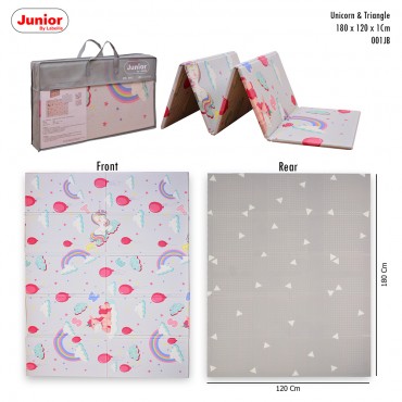 Junior 180x120x1cm 001JB Fold Playmat Unicorn & Triangle Tebal Waterproof