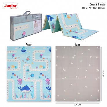 Junior 180x120x1cm 001 Fold Playmat Ocean & Triangle Tebal Waterproof