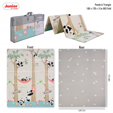 Junior 180x120x1cm 003 Fold Playmat Panda & Triangle Tebal Waterproof