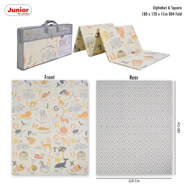 Junior 180x120x1cm 004 Fold Playmat Alphabet & Square Tebal Waterproof