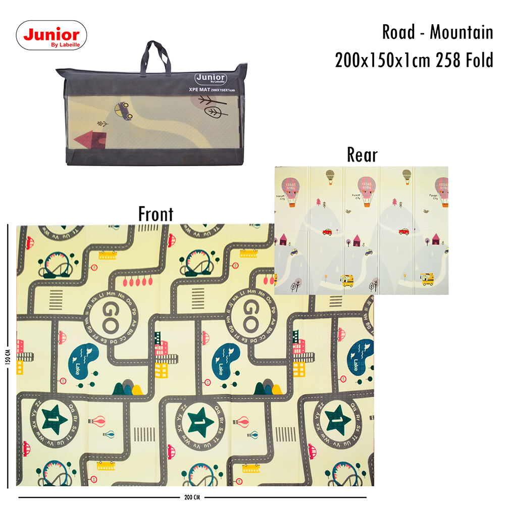 Junior 200x150x1cm 258 Fold Playmat Road & Mountain Premium Tebal Waterproof