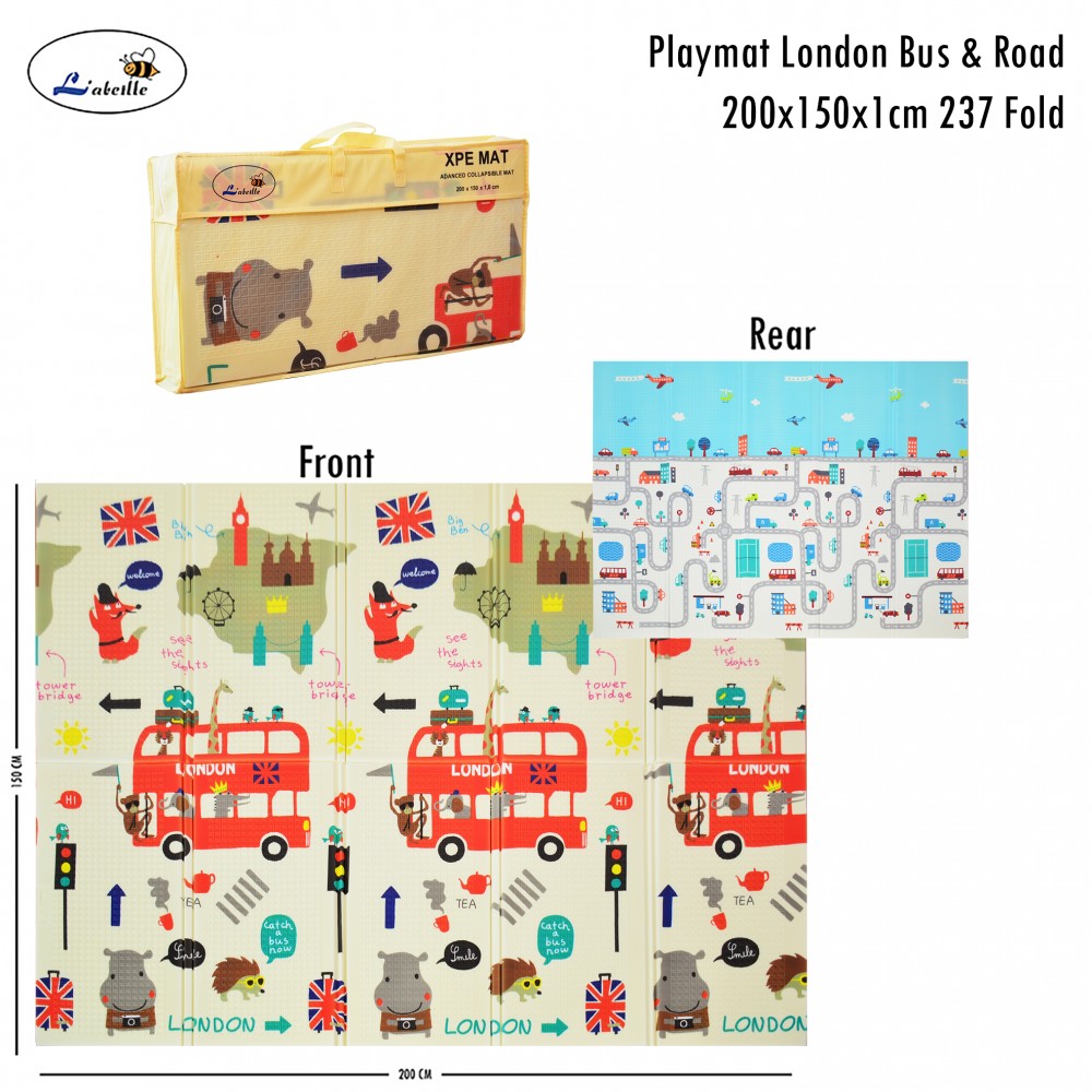 Labeille 200x150x1cm 237 Fold Playmat London Bus & Road